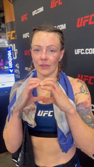 Joanne Wood Instagram - She finishes on a high! @badmofo_jojo laid down her gloves tonight after an incredible career topped off with a win over the first woman to hand her a defeat. A trailblazer in UK MMA and an inspiration to so many. Big 🫶 Jo Jo! #ufc299