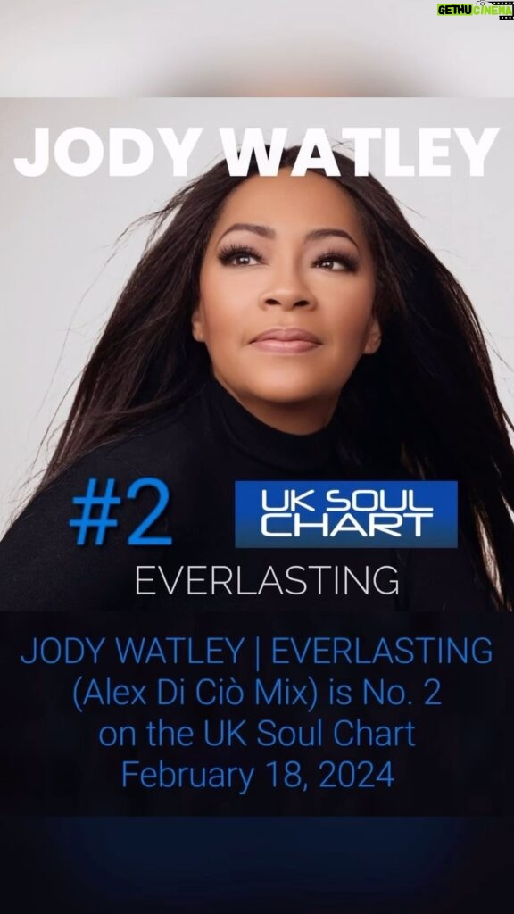 Jody Watley Instagram - Jody Watley | “EVERLASTING” (Alex Di Ciò @jus_groove ) Jody Watley jumps to No. 2 on the UK SOUL CHART TOP 30 | February 18, 2024 A massive thanks to all the UK radio DJs for the huge support, really much appreciated! 🇬🇧🎶❤️ This new single is available at all digital platforms. Support | Share | Download | Stream | Playlist | Add to your Jody Watley Collection! #JodyWatley #Everlasting #AlexDiCiò #NewSingle #NewMusic #RnBsoul #Soulful #RandBmusic #FunkyMusic #Electronic #SoulMusic #SoulFunk #ElectronicMusic #ModernFunk #NuFunk #NuSoul #RnBmusic #NeoSoul #RnB #ElectroSoul #ElectroFunk #ModernSoul #Downbeat #AlternativeRnB #ContemporaryRnB #ContemporarySoul #IndependentArtist #IndieSoul #HitSingle