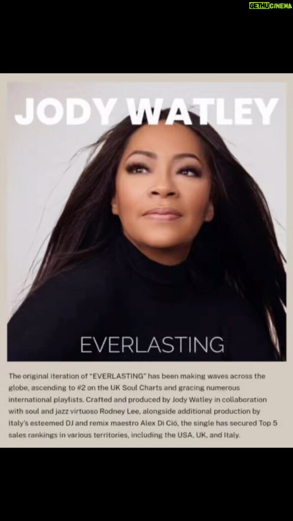Jody Watley Instagram - The original iteration of “EVERLASTING” is making waves across the globe, ascending to #2 on the UK Soul Charts and gracing numerous international playlists. Crafted and produced by Jody Watley in collaboration with soul and jazz virtuoso Rodney Lee, alongside additional production by Italy’s esteemed DJ and remix maestro Alex Di Ciò @jus_groove the single has secured Top 5 sales rankings in various territories, including the USA, UK and Italy. Jody Watley, a perennial figure in the music industry, continues to captivate audiences with her latest dance release, “EVERLASTING” The Remixes, which surged to the remarkable #2 position on the iTunes Top Dance Albums Chart. This accomplishment serves as another jewel in the crown of the Grammy-winning singer/songwriter’s illustrious career. Despite Jody’s extensive track record of contemporary dance hits on Billboard’s Hot Dance Club Play Charts spanning multiple decades, this marks her premier Top 2 placement on the USA iTunes Dance Album Chart since her lauded “Midnight Lounge” album clinched the #1 spot in the Top Dance/Electronica Albums category back in 2003. Celebrity News | May 07, 2024 #jodywatley #music #everlasting #rnb #dancemusic #newmusic2024