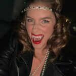 Jordan Claire Robbins Instagram - this year I dressed as a friendly prohibition vampire who couldn’t wait to go home and eat a bagel sandwich in her Pearl Jam tshirt 🧛‍♀️🥯