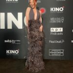 Jordan Clark Instagram - Had the most fabulous time with @kinomakesmovies last night. You guys really know how to throw an event on a Wednesday night. Congratulations to all the beautiful shorts films and to the Kino team. I also want to say thank you to @catherineregehr for the absolutely drop dead gorgeous dress. So happy to be representing a canadian designer ❤️