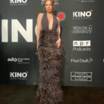 Jordan Clark Instagram - Had the most fabulous time with @kinomakesmovies last night. You guys really know how to throw an event on a Wednesday night. Congratulations to all the beautiful shorts films and to the Kino team. I also want to say thank you to @catherineregehr for the absolutely drop dead gorgeous dress. So happy to be representing a canadian designer ❤️