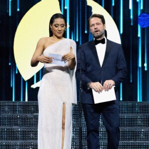 Joséphine Jobert Instagram - @festivaltvmonte_carlo 
🇬🇧
As a member of the jury at the prestigious Monte Carlo festival, it was such an honor to be presenting the award for best series beside the charming and charismatic @jason_priestley 
It was an amazing and unforgettable night and ceremony. 
—————————————
🇫🇷
En tant que membre du jury du prestigieux festival de Monte-Carlo, ce fut un vrai honneur de remettre le prix de la meilleure série aux côtés du charmant et charismatique @jason_priestley 
Quelle cérémonie et quelle nuit incroyable. 
———————-
Stylist : @auroredonguy 
Dress : @giorgioarmani x @swarovski 
Hair : @marine.mb447 
Make up : @m_mak.eup