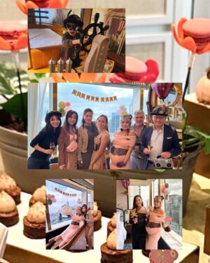 JuJu Chan Instagram - Counting down to meet our little dragon girl 🥰  Thanks for all the love from all our dearest friends and family in joining this #SteamPunk themed baby shower afternoon tea party.

Special thanks to the amazing @islandshangrila team for helping us creating such a memorable party, from the amazing newly renovated airship family suite, to the delicious cakes, canapés, ice cream trolly, popcorn machine and pink chocolate hot air balloons 💕 Super creative and absolutely yummy 😋

#babyshower #islandshangrila #pink #itsagirl #momtobe #pregnancydiary #pregnancylife #pregnantbelly #孕婦 #孕媽咪 #孕照 #孕婦裝