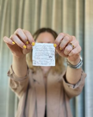 Judy Greer Instagram - I thrifted the blazer I’m wearing in the background and in the pocket was this karaoke song list. I hope the blazer owner had a magical night. I hope she sang her heart out and had so much fun she left this blazer at the bar and never went back for it. I also wonder if she actually got to sing all these songs. The list is so long. Was it a quiet night at the bar? Or did she have one of those private rooms where you can sing all night long. She was so prepared!