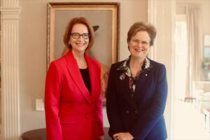 Julia Gillard Instagram - Today I had the pleasure of joining South Australia’s Governor, Her Excellency the Honourable Frances Adamson for a conversation about women’s advancement.
 
We discussed the challenges that women continue to face, and the efforts to overcome them both overseas and here in Australia.
 
I thoroughly enjoyed receiving some thoughtful questions from several high-school students in the audience.
 
If you’d like to watch the event, it will be posted on the Governor’s website. 

https://www.governor.sa.gov.au/vice-regal/winter-conversation-series