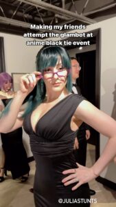 Julia Maggio Instagram - Attempting the #glambot at an Anime black tie event #anime #manga #glambot #jjk #jujutsukaisen #demonslayer #adventuretime #naruto #kakashi #mashle #onepunchman