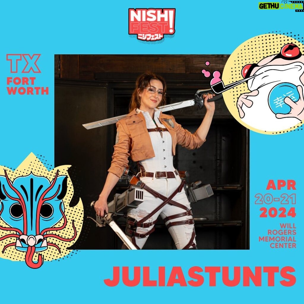 Julia Maggio Instagram - Guest Announcement: JuliaStunts Get your badges NOW: www.nishifest.com! Emmy-nominated Stunt Performer, Producer and Verified Content Creator, Julia Maggio, has been making a name for herself by performing some of the most challenging stunts across television and film. Maggio was one of the first ever to be nominated for an Emmy Award in the inaugural category – Outstanding Stunt Performance, for Netflix’s hit series, “Cobra Kai,” Maggio stunt doubles as Samantha LaRusso (Mary Mouser). Maggio is also well known for stunt doubling the lead, Hope Mikaelson (played by Danielle Rose Russell) on The CW’s “Vampire Diaries” spin-off, “Legacies,” doing motion capture on Avengers: Endgame, and 40 other credits. When she is not on set, Julia can be found creating content as JuliaStunts where she is most known for creating live action anime scenes & her comedic skits. Julia is viral for being the “In real life Hange” from Attack on Titan. - Instagram: @juliastunts TikTok: juliastunts YouTube: Julia Maggio - #nishifest #nishifest2024 #dfw #dfwevents #dfwcosplay #cosplay #gaming #anime #asianpopculture #cosplayer #cosplayers #animeconventions #animeconvention #convention #foodfestival #carshow #dfwcars #itasha #juliastunts