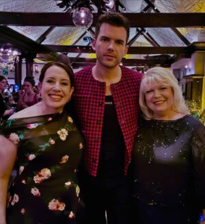 Julia Quinn Instagram - I get my photo taken with Luke and his mum every premiere… Sometimes we get photobombed.