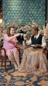 Julia Quinn Instagram - Courting is no simple task… But in the Ton, one should find that there is no short supply of expertise to guide them along in this journey. Listen as @adjoa.andoh and @juliaquinnauthor advise on the subject over coffee and @indelight English Toffee creamer.