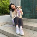 Julia Rehwald Instagram - 10 months later & im excited to finally introduce my little Biko !!! thank you @heartsandbonesrescue for rescuing him and bringing us together & thank you to @wildone for making sure he always stays so handsome and stylish 💅