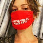 Julia Stiles Instagram - 20 days until the election, 215,000 people dead in the U.S. So many unemployed, so many food insecure, so many worried about what the future holds amidst this chaos led by a “leader” who inspires Chaos. I have one question... Answer...VOTE 🙏 @aclu_nationwide Designed by @amberrosetamblyn @prochoiceamerica #wearamask #wearadamnmask
