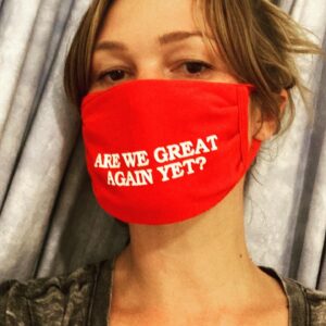 Julia Stiles Instagram - 20 days until the election, 215,000 people dead in the U.S. So many unemployed, so many food insecure, so many worried about what the future holds amidst this chaos led by a “leader” who inspires Chaos.  I have one question... Answer...VOTE 🙏 @aclu_nationwide Designed by @amberrosetamblyn  @prochoiceamerica #wearamask #wearadamnmask