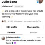 Julie Benz Instagram - I’m in a lavender thread haze 💜🧵