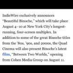 Juliette Binoche Instagram - I can only share this retrospective with the 10 directors and many actors and technicians I have been working with. Thank you to the Quad Cinema for making it happen. In New-York city !!! I can’t believe it !!! 🎉🔥💖🌈 I love acting since the start and can’t stop loving it. In acting, present becomes eternal, not because of cinema but because of the power of creation. I worked a lot but life took care of me too. Blessings. ✨
