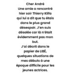 Juliette Binoche Instagram - Message à André Téchiné après la parution de mon témoignage dans le journal Libération. POUR RÉPONDRE AU MESSAGE SUR TWITTER D’UN JOURNALISTE DE LIBÉRATION : J’ai n’ai jamais crié censure en ce qui concerne le témoignage qui est paru sur le journal Libération. J’ai dit (voir ci-dessus) : « Il y a une partie de l’interview de LIBÉ qui n’a pas été publiée où je parlais de tout ça ». Le passage concernant André Téchiné n’a pas été gardé dans la version finale, ce que j’ai regretté en sachant la tristesse dans laquelle André se trouvait suite à la lecture de cette publication. Je n’accuse personne. Il y a eu de nombreuses versions de cet article, car chaque mot que j’ai écrit devait être tout à fait juste (les conséquences pouvant être graves) et j’ai dû parfois rectifier les mots et les pensées qui n’étaient pas les miennes que la journaliste proposaient. Les versions se sont multipliées en fonction du nombre de questions qui se rajoutaient et de ma pensée qui se clarifiait. À la publication, j’ai évidemment regretté certains changements faits sans me prévenir et plus particulièrement la fin de l’entretien. Je ne l’ai pas caché ni à la direction ni à la journaliste. Si Anne Diatkine ne m’avait pas invitée à parler de cette période difficile, je n’aurais pas parlé. C’est tout à fait grâce à elle et à Didier Perron que ce témoignage a été réalisé.