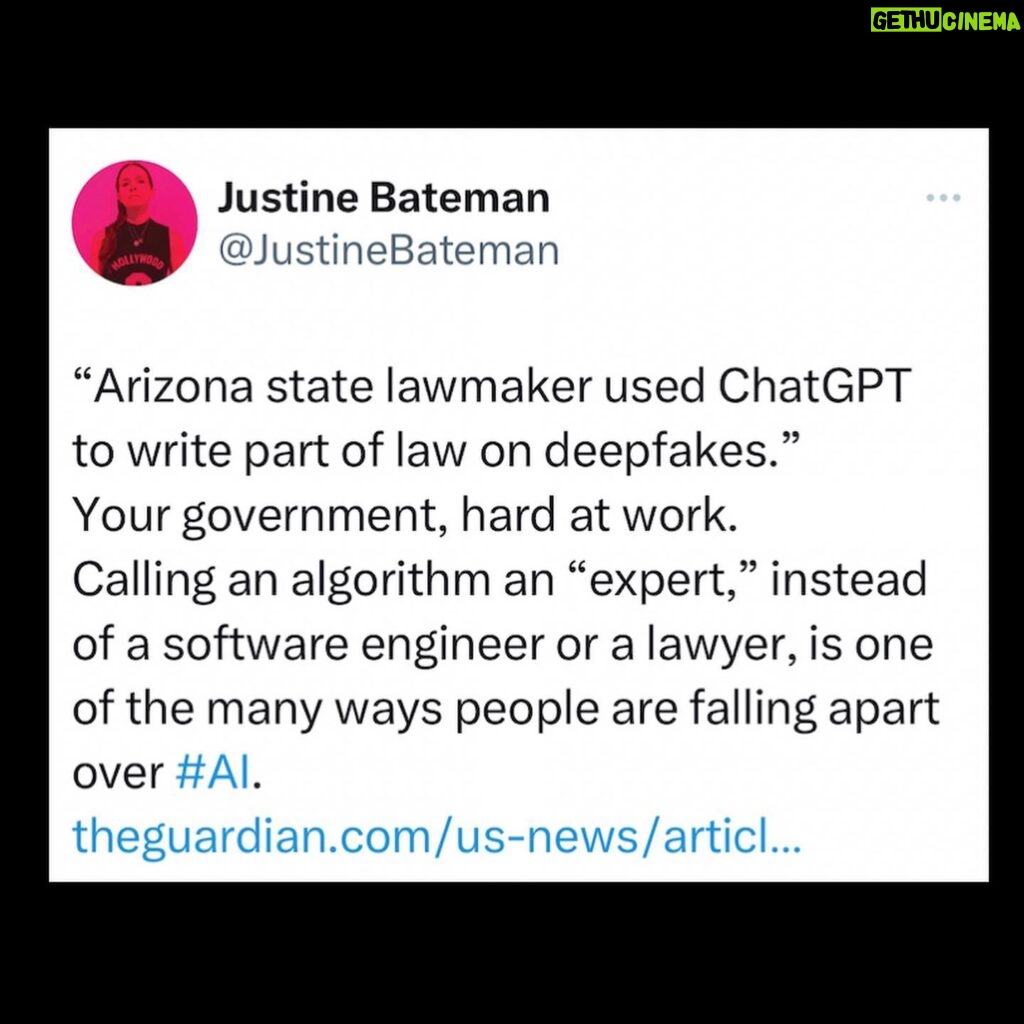 Justine Bateman Instagram - Ladies and gentlemen, your government. #AI