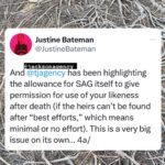 Justine Bateman Instagram – More issues to look at in the #SAG tentative #AI agreement