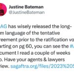 Justine Bateman Instagram – #SAG #AI 
Link in bio.