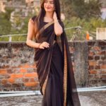 Kajal Sharma Instagram - 🖤 . . . . . . . #photography #indianwear #saree #blacksaree #explore