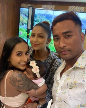 Kalpana Kalita Instagram - Precious moments 🤍💙 Baby Ishanvi’s Rice ceremony function 💕💙 @tandramoni @angoorlata_deka_official @momis_wardrobe @zishaan_makeeup_artist