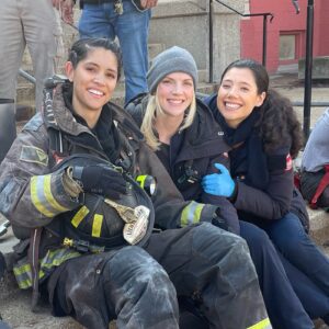 Kara Killmer Instagram - The ladies. @nbconechicago  @wolfentertainment @mrmayo @hanakogreensmith #chicagofire