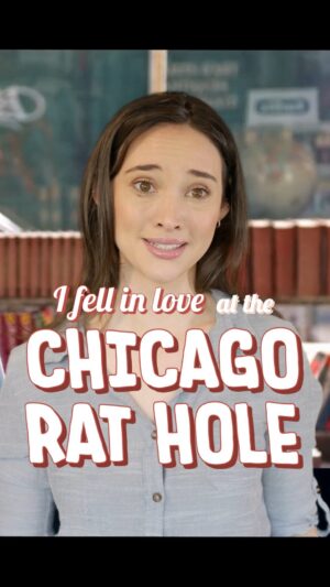 Karalynn Dunton Instagram - I’m just a girl… standing in front of a boy… asking him to pay penance to a hole in the sidewalk where a rat died. #chicagorathole #malort #nottinghill #hughgrant I love the Chicago rat hole it’s the only thing I can think about tag someone to let them know you want to fall in love with them at the Chicago Rat Hole.