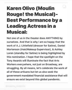 Karen Olivo Instagram - Congrats to those whose work was acknowledged...and Congrats to those who were brave enough to put their work out there.
 I SEE YOU! 💞
