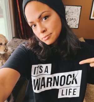 Karen Olivo Instagram - @itsawarnocklife Let's Gooooo, Georgia!🍑💙