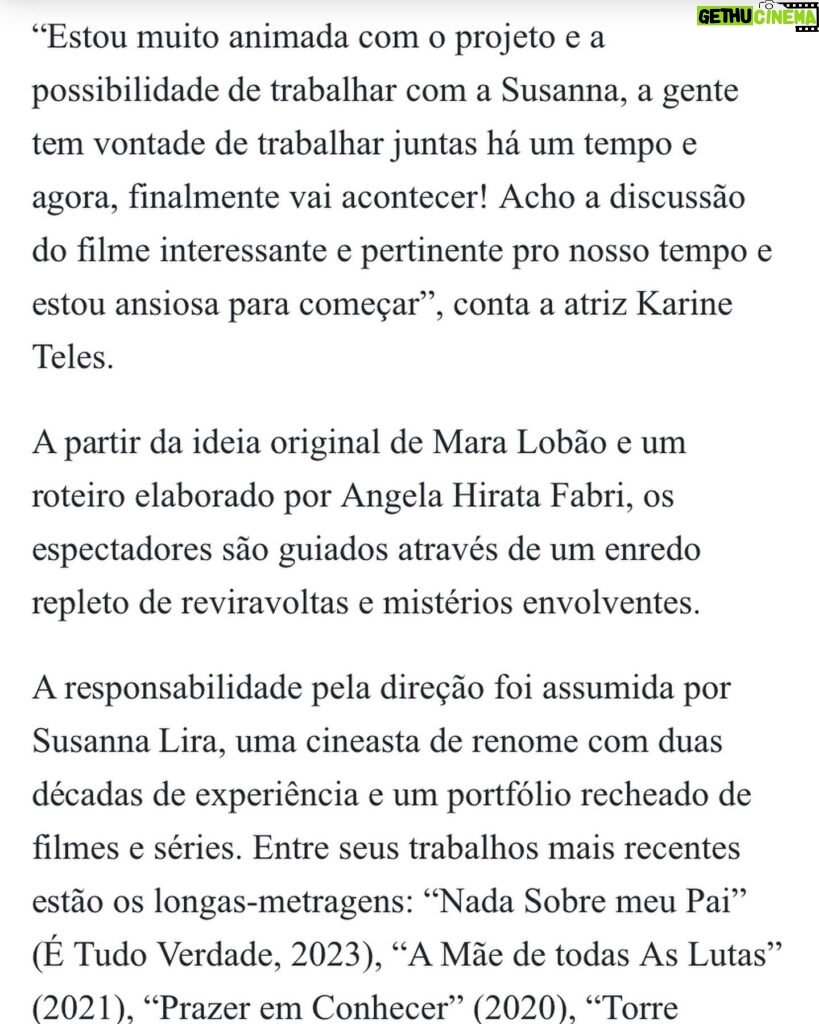 Karine Teles Instagram - Tô bem devagar nos posts, mas vim rapidinho dar uma notícia que já está circulando por aí! Agora posso contar! Salve Rosa, filme de Susanna Lira será meu próximo trabalho em cinema ! Animada demais pra me jogar nas filmagens! #aindadeferiasepostando #workbitch #cinemabrasileiro #vivaocinema #maralobão