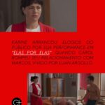 Karine Teles Instagram - 📺✨Vivendo a personagem Carol em Elas por Elas, novela das 18h da Globo, Karine Teles arrancou elogios do público por sua performance quando Carol rompeu o relacionamento com Marcos. Quem aí também assistiu a cena?🙋‍♂️Não perca os próximos capítulos de Elas por Elas às 18h, de Segunda à Sábado na Globo.