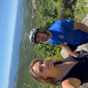 Karla Bchir Instagram - 4 day at St Tropez with @dorianboccolacci 🩵
1.  Le plus haut sommet.
2. Magnifique terrasse de notre chambre à @olakalagroup_ 
3. Les cyclistes du vendredi…🫣
4. Sunset 
5. OOTD 🌞
6. Lunch a @bellini_plage un incontournable restaurant italien.
7. Horizon bleu.
8. 💝
9. Vue sur le village de Ramatuelle.