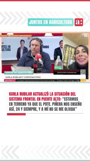 Karla Rubilar Instagram - 👉🏻 Hoy, en #juntosenagricultura , nuestra conductora Karla Rubilar transmitió en vivo desde Puente Alto, mostrando la situación que enfrentó la comuna ante el sistema frontal.

🎙️ "Me enseñaron así, el Presidente Piñera me instruyó de esta manera. Que uno estaba disponible 24 y siempre, esa escuela a mí no se me olvida", declaró.

👀 ¿Qué opinas?

📻 Escucha el programa de lunes a viernes de 15:00 a 16:00 horas en #RadioAgricultura o en nuestro canal de YouTube: #AgriculturaTV."