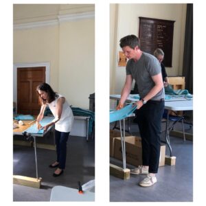Katherine Waterston Instagram - I adore you, Eddie. 
Thank you for coming out with me last week to support @spare_hand. We had a great time working with @royalfreelondonnhs and their amazing volunteer team making scrubs for the NHS.