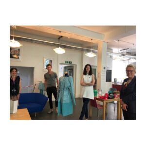 Katherine Waterston Instagram - I adore you, Eddie. 
Thank you for coming out with me last week to support @spare_hand. We had a great time working with @royalfreelondonnhs and their amazing volunteer team making scrubs for the NHS.