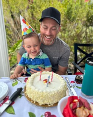 Katherine Barrell Instagram - Happy birthday to our favorite person!! Thank you for all the story times, bike rides, boo-boo kisses, dinosaur tea parties, support, encouragement, and LOVE. Ronin and I love you so much @raygalletti !!! NOW LETS eat “caaaakkkey”!!