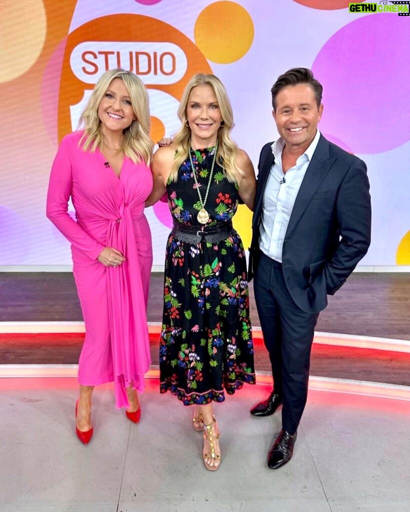 Katherine Kelly Lang Instagram - To start off my week in Australia I was so happy to speak with @angelabishop10 and @_steviejacobs_ on @studio10au ! I had a great time and lots of laughs! See you next time! Thanks for having me🥰❤️💃 #studio10au #boldandbeautiful @boldandbeautifulcbs @katherinekellylangkaftans @tvsn #kklkaftans