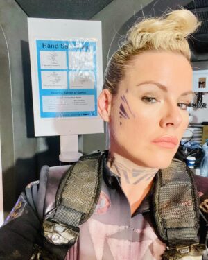 Kathleen Robertson Instagram - Creating the look for a character is always fun. A little peek at making Rosenfeld. @expanseonprime #theexpanse #tattooideas #hairoptions #latexfashion #fauxhawk @primevideo