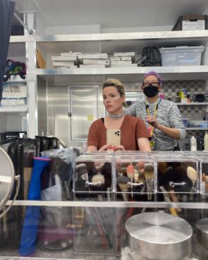 Kathleen Robertson Instagram - Creating the look for a character is always fun. A little peek at making Rosenfeld. @expanseonprime #theexpanse #tattooideas #hairoptions #latexfashion #fauxhawk @primevideo