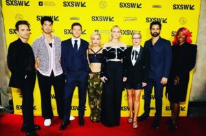 Kathleen Robertson Instagram - This cast is 🔥 so grateful to have them in #swimmingwithsharks. with the exception of Donald Sutherland who was in 🇨🇦 they all came out last night to @sxsw to support our show. Beyond grateful to each one of them. Wait til you see them tear it up. #april15 @therokuchannel
