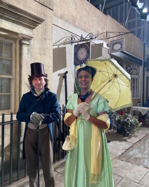 Kathryn Drysdale Instagram - Yet more BTS of @bridgertonnetflix . (Just love this top one of @actualjoannabobin ) ❤️ #bridgerton