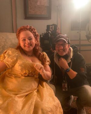 Kathryn Drysdale Instagram - Yet more BTS of @bridgertonnetflix . (Just love this top one of @actualjoannabobin ) ❤️ #bridgerton