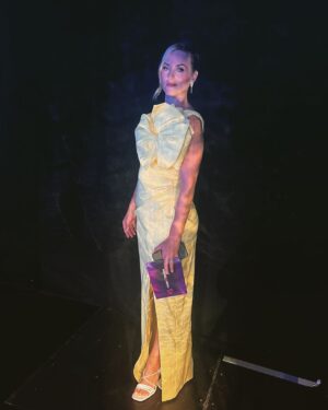 Kathryn Thomas Instagram - A shoutout to all my ladies who put me together for @roseoftraleefestival last night.  @meganfoxfashion_ in charge of styling @dearbhlamakeupartist @brownsugardub on make up & @normajeanhair on hair I love you all and thank you for making me feel confident to walk out on that stage ❤️

Dress @rachelgilbertau 
Heels @zara 
Earrings @paulsheeranjewellery