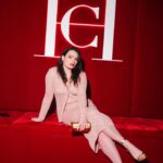 Kathryn Gallagher Instagram - iiiiiiiiim running with my dress unbuttoned !!! went dancing with @carolinaherrera last night and have the glitter on my face, the floor and my heart to prove it #GoodGirlCarolinaHerrera #herrerabeauty