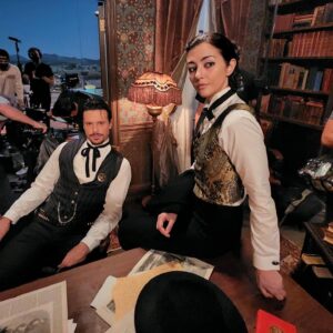 Katie Findlay Instagram - ⁣Euphoric Vaudevillian-Light Genderqueer Drag is high on the list of greatest gifts a show has ever given me. I’m still staggered by the fact that I asked for this and @notthisproductions actually let me do it. What a world. 🦇⠀
⠀
⠀
(pls note the most passionate victorian boy hands i have ever displayed)