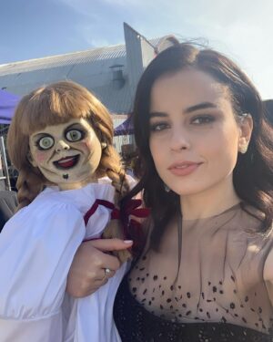 Katie Sarife Instagram - Happy Valentines Day from me and your fave baby girl @annabellemovie . She loves you 😘