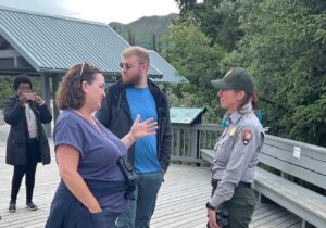 Katie Porter Instagram - Our stunning national parks are on the frontlines of the climate crisis. In @DenaliNPS, high temps triggered a landslide that cut off access to half the park. And in @SequoiaKingsNPS, wildfires burned ancient sequoias. We’ve got to fight like hell to protect our parks. #NPSBirthday