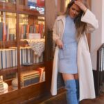 Katrina Scott Instagram - Get dressed with me to speak at the Junior League of El Paso Conference~ wearing head-to-toe @sezane. A lot of you DM’d me asking about my boots too... they’re the Anaelle Thigh High Boots in denim blue 🦋 Thank you for all your encouragement and sweet messages. I was so nervous before speaking! What do you do when you’re nervous or have butterflies before an event? #sezane #ad #sezanelovers