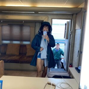 Katy O'Brian Instagram - A big chunk of my LLB downtime was spent hanging out in my trailer with my assistant, George, who enjoys adult lunchables and has perfect selfie timing.