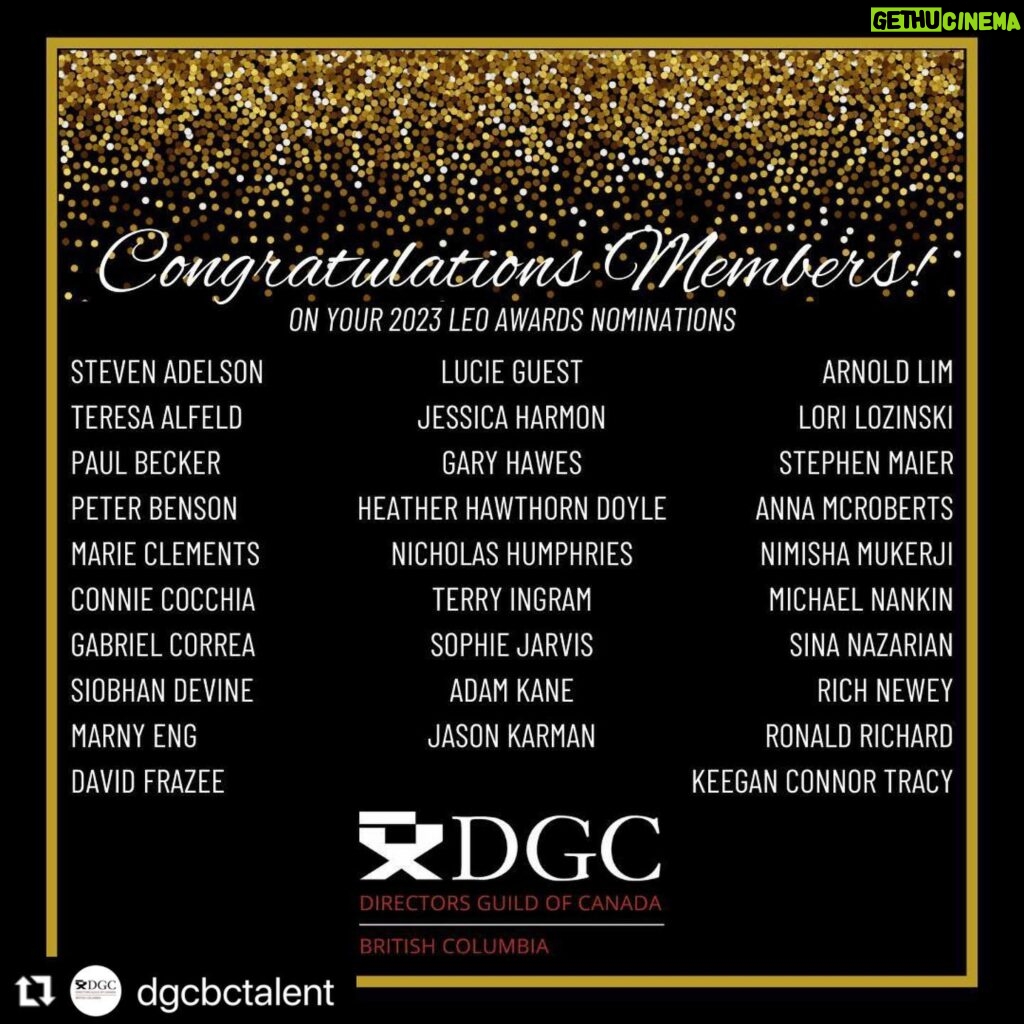 Keegan Connor Tracy Instagram - This post truly delights me. Thanks @dgcbctalent 🎥 #Repost @dgcbctalent with @use.repost ・・・ Congratulations to the DGC BC Members who are nominated or have projects nominated for the 2023 Leo Awards and best of luck to all of the nominees this weekend! #DGCBCTalent #DGCTalent #WatchDGC #BCFilm #2023LeoAwards #LeoAwards23